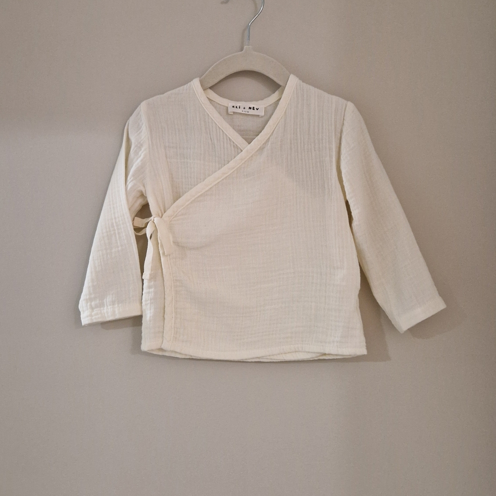 Kids Cream Long Sleeve Wrap Shirt